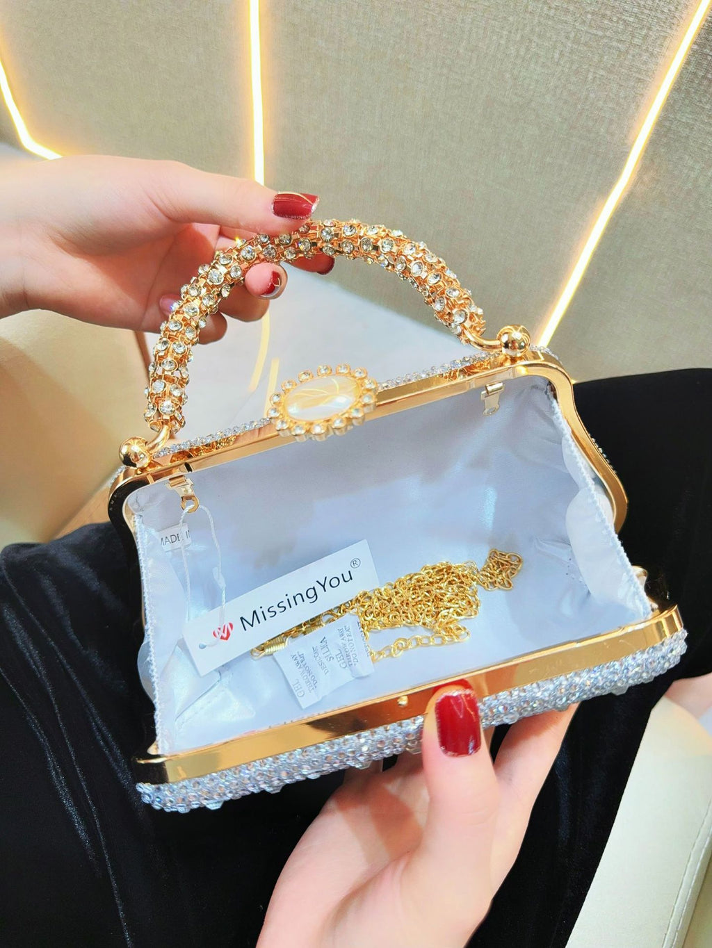 New Foreign Trade Exquisite Evening Bag Diamond Clutch Bag Women's Cheongsam Bag Celebrity Banquet Handbag Rhinestone