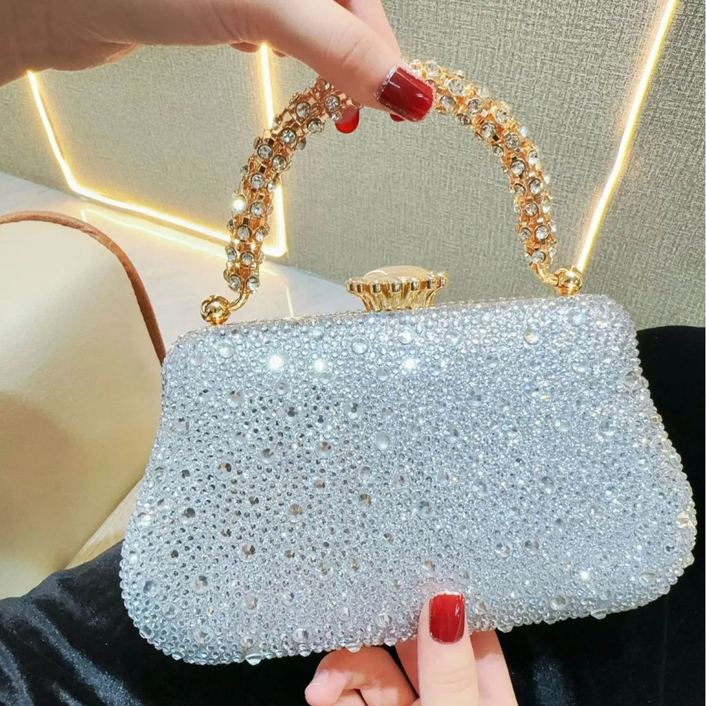 XIYUAN Golden Evening Bags for Women Rhinestone Clutches and Purse Female Party/Dinner/Banquet Handbags Prom Chain Shoulder Bags