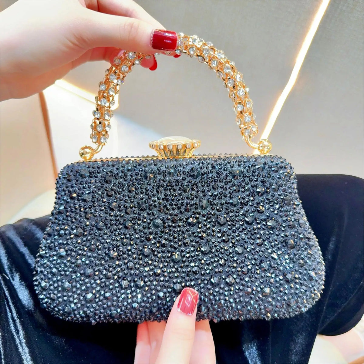 XIYUAN Golden Evening Bags for Women Rhinestone Clutches and Purse Female Party/Dinner/Banquet Handbags Prom Chain Shoulder Bags