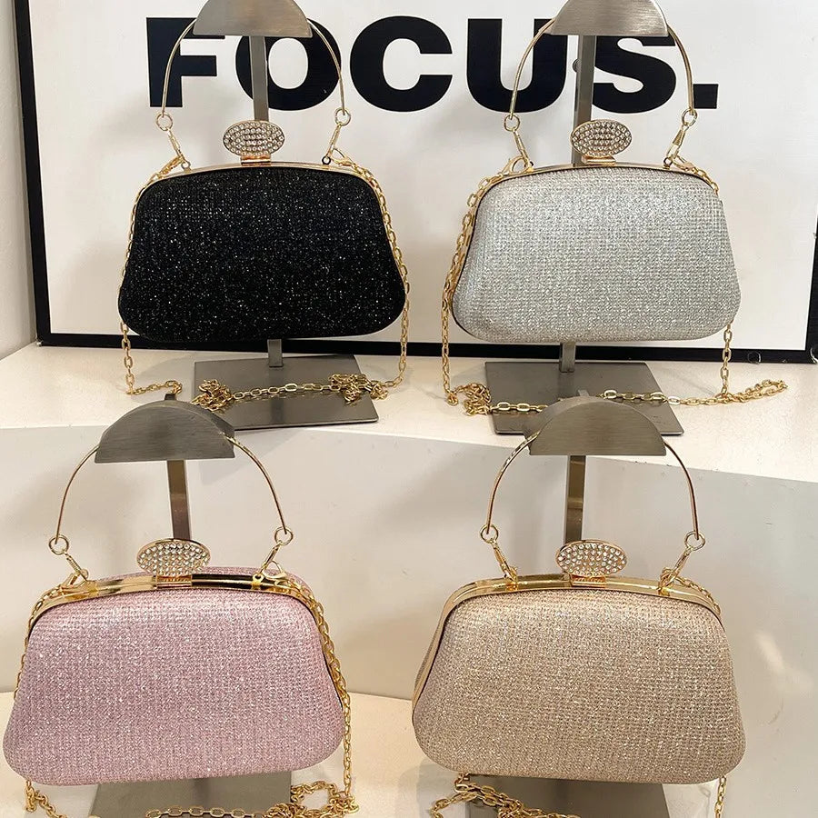 Chain Evening Bag Dinner Shoulder Bag for Women Handbag - Fashion Crossbody Bags Vintage Elegant Rhinestones Clutch Bag 2025 New