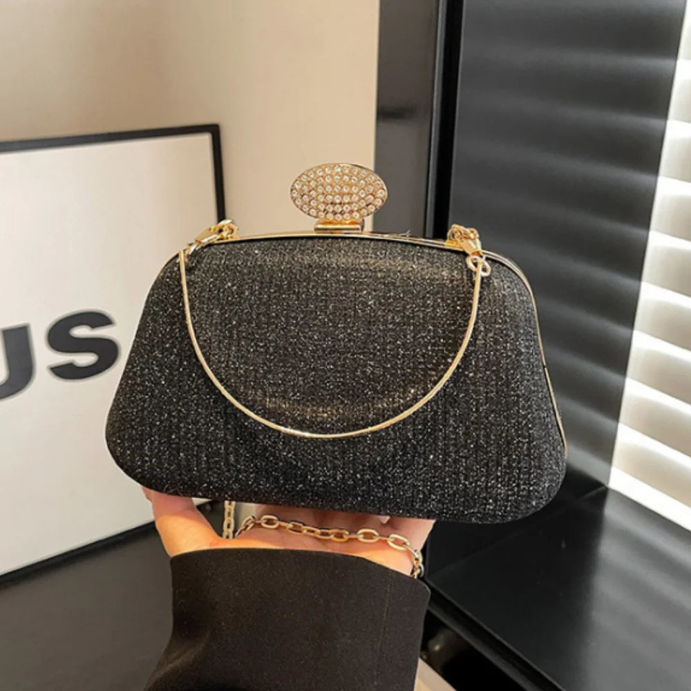 Chain Evening Bag Dinner Shoulder Bag for Women Handbag - Fashion Crossbody Bags Vintage Elegant Rhinestones Clutch Bag 2025 New