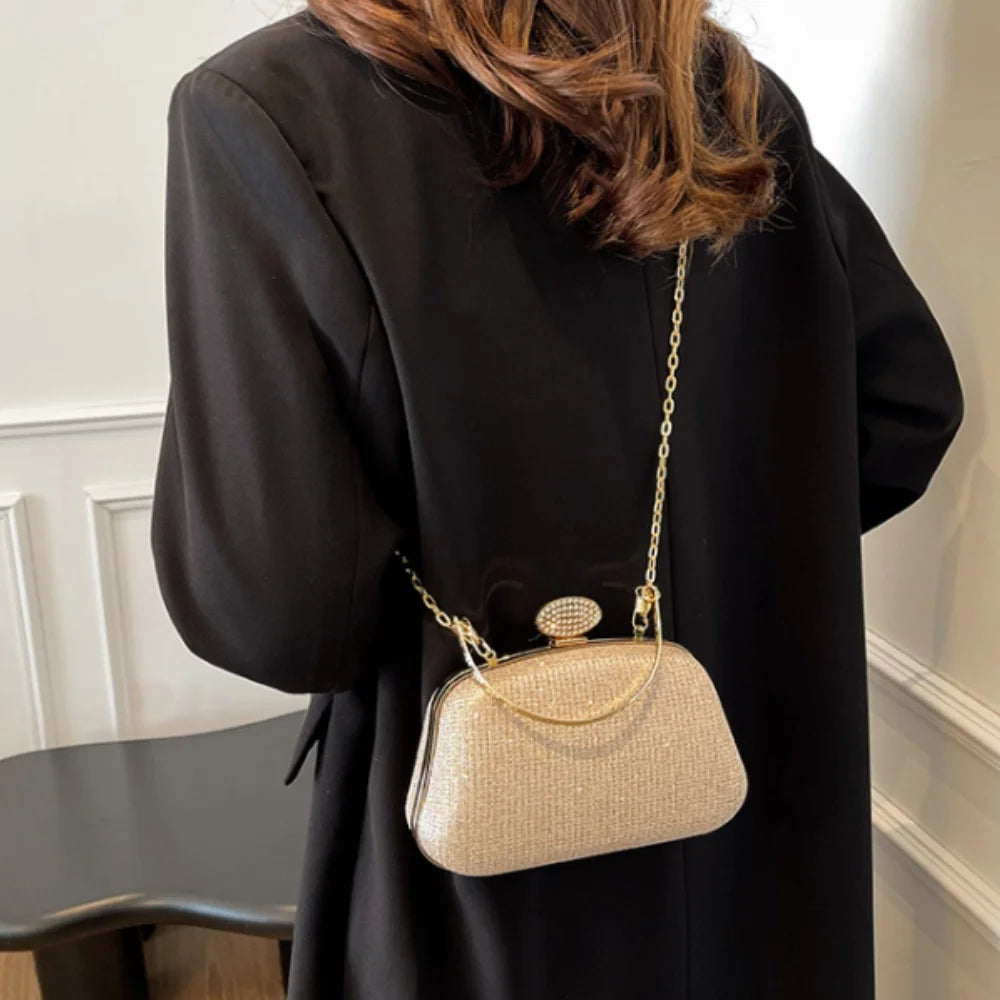 Chain Evening Bag Dinner Shoulder Bag for Women Handbag - Fashion Crossbody Bags Vintage Elegant Rhinestones Clutch Bag 2025 New