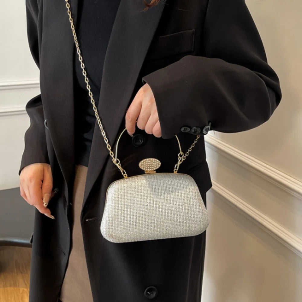Chain Evening Bag Dinner Shoulder Bag for Women Handbag - Fashion Crossbody Bags Vintage Elegant Rhinestones Clutch Bag 2025 New